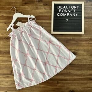 NWT TBBC Lainey’s Little Dress Belle Meade Bow White Pink Sleeveless Lattice 7